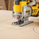DEWALT 20V MAX XR Jig Saw cutting curved patterns in plywood during a woodworking project.