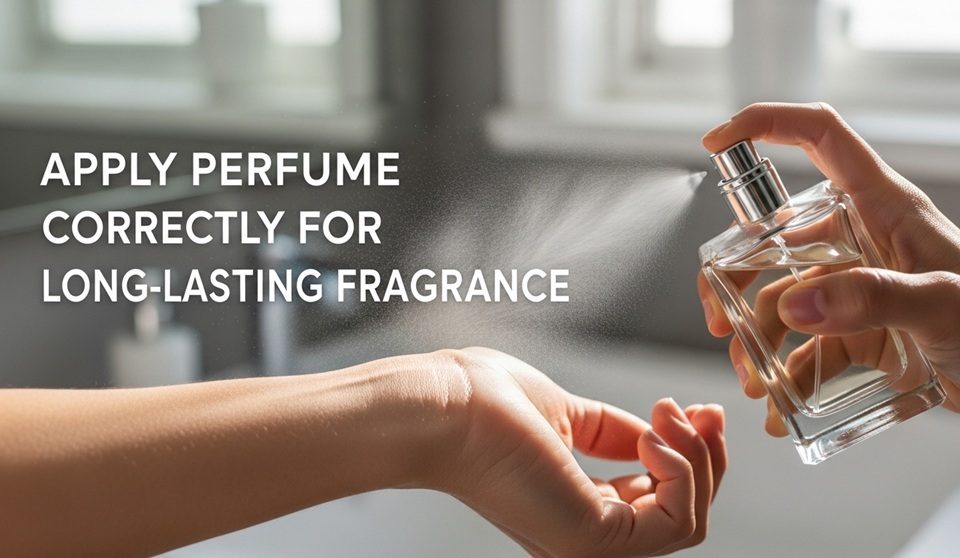 Applying perfume on pulse points for long-lasting fragrance