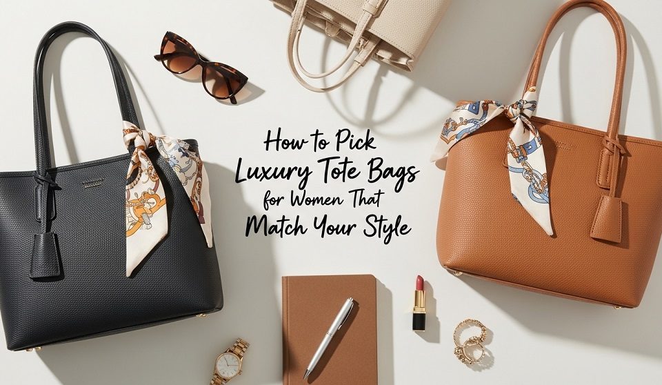 Woman carrying structured leather luxury tote bag for daily work use