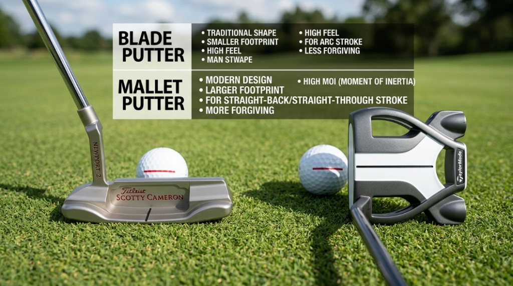 face balanced golf putter alignment lines close view