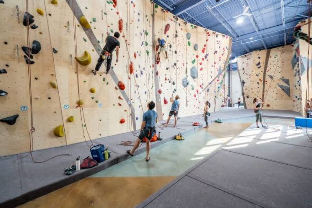 Sport climber using a durable climbing rope on a North Carolina rock wall
