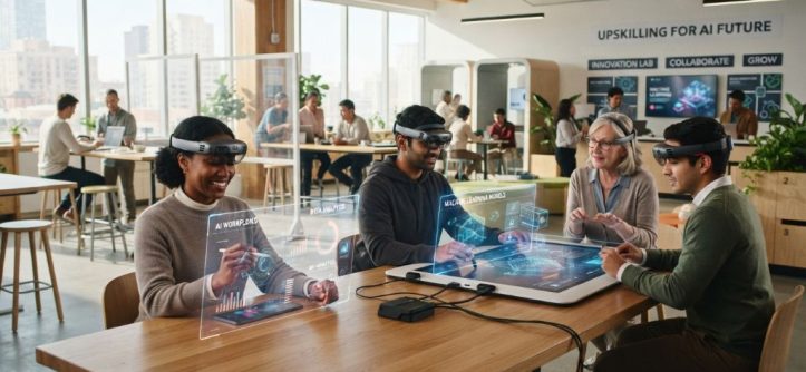 Workers developing skills for an AI-driven future
